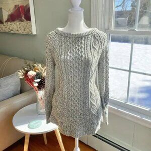 L.L. Bean Signature Cotton Fisherman Tunic‎ Sweater Cable Knit Women XS